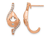 1/3 Carat (ctw) Diamond Flower Drop Post Earrings in 14K Rose Pink Gold